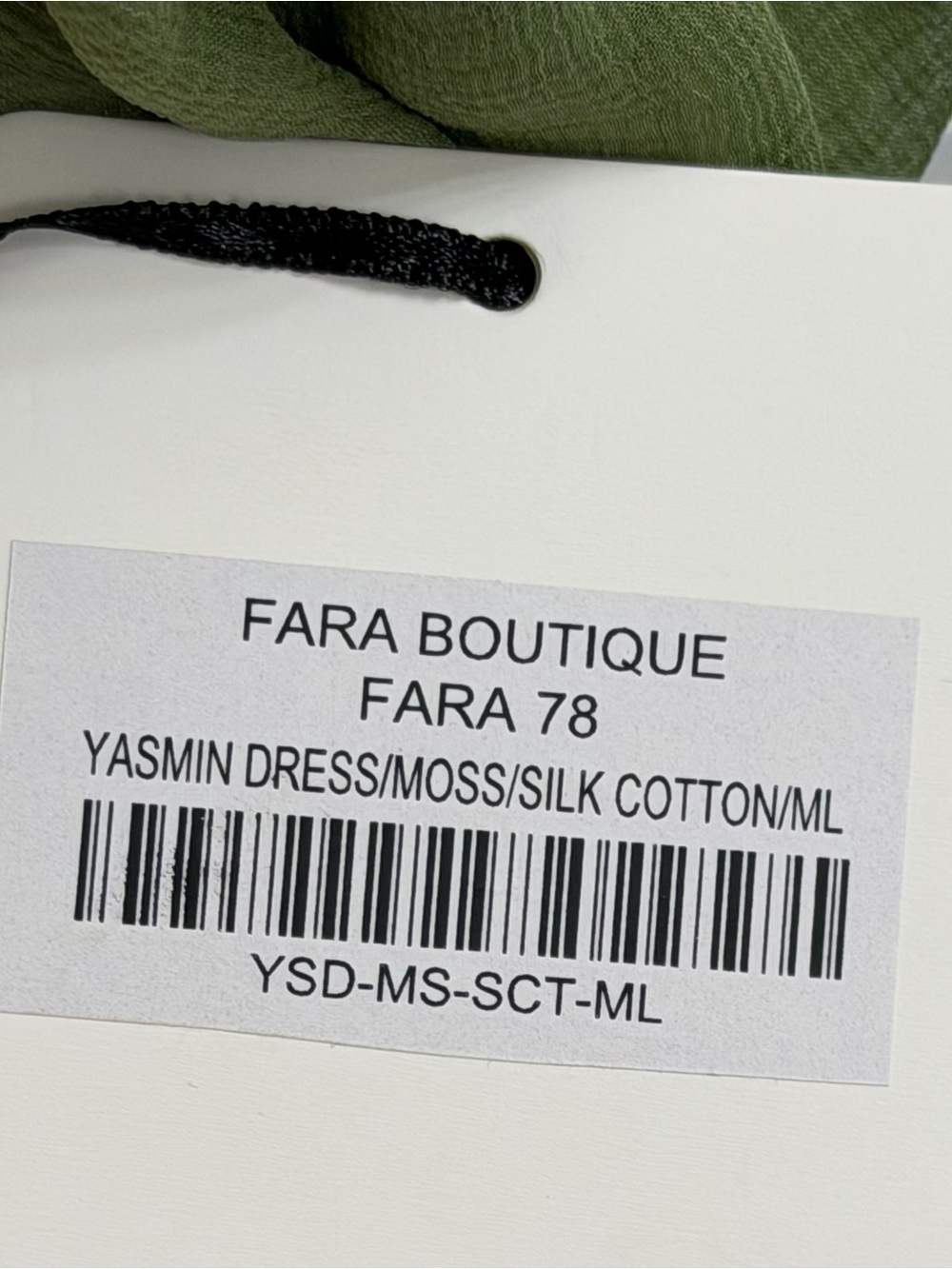 FARA Boutique Yasmin Dress Moss color 100% silk cotton blend  new with tags - Picture 6 of 12